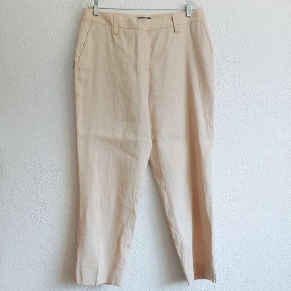 New Massimo Dutti Linen Cotton Blend Flat Pants 10 - Picture 1 of 10